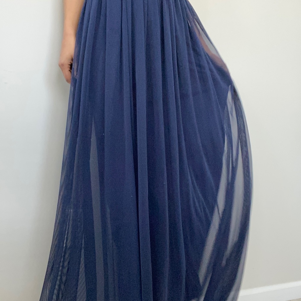 Chiffon Maxi Full Length Skirt in Navy, Size Large